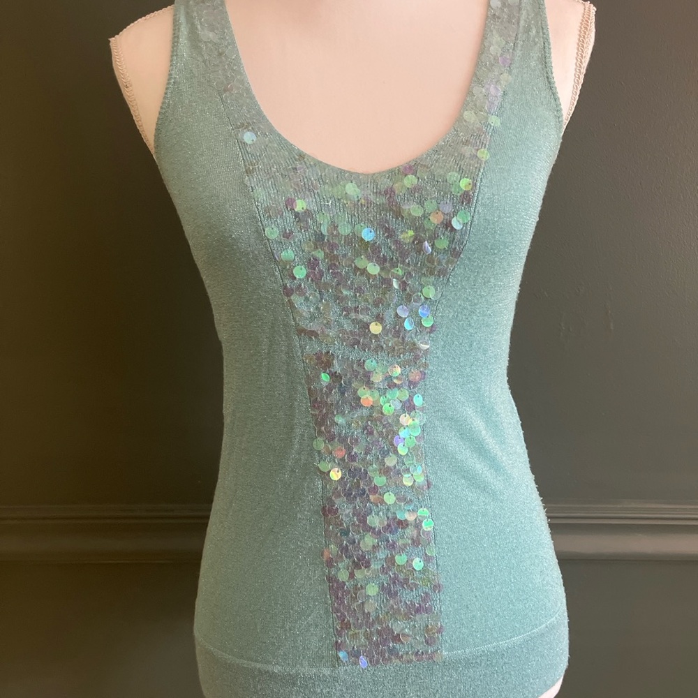 Aqua 90s y2k iridescent sequin tank Fairycore mermaidcore indie sleaze going out